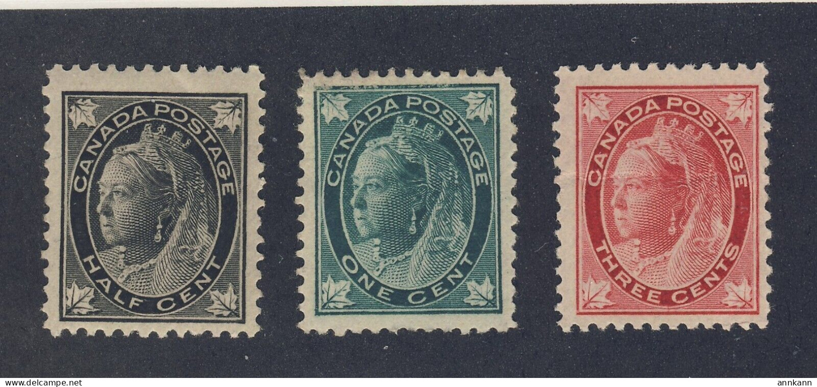 3x Canada Victoria ML Stamps; #66-1/2c MNH #67-1c #69-3c Guide Value = $110.00 - Unused Stamps