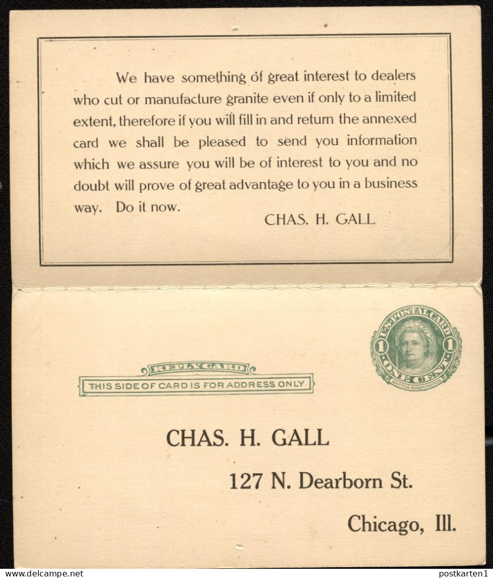 UY6 Sep.3 Postal Card With Reply Chicago IL - Columbus IN 1915 Cat. $25.00 - 1901-20