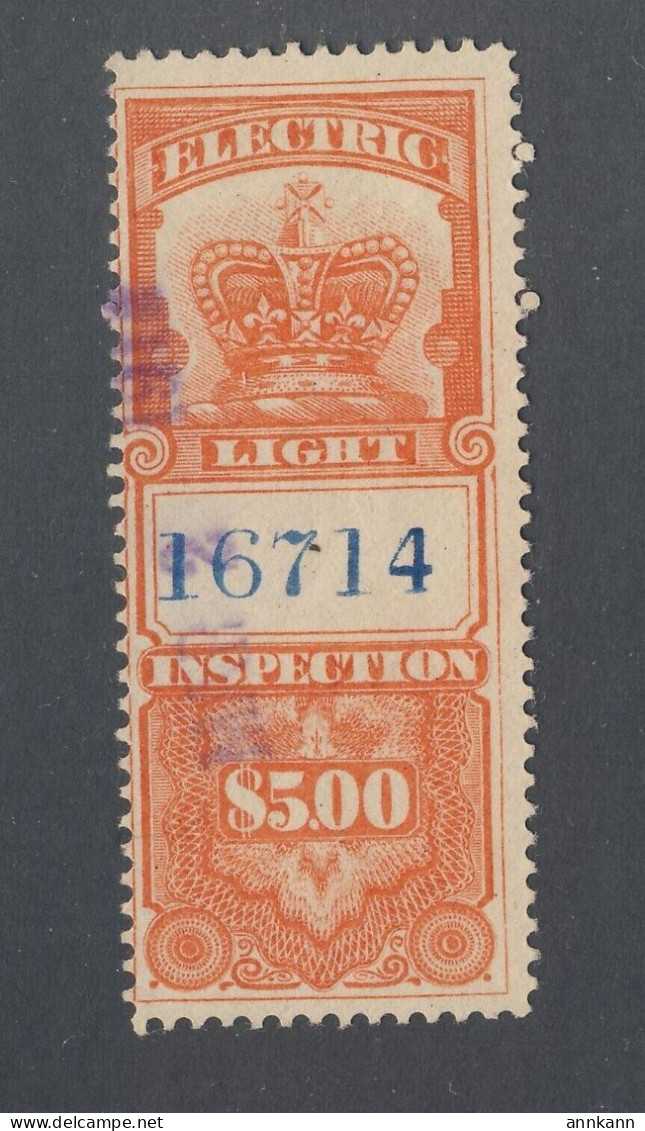 Canada Revenue Electric Light Stamp #FE6-$5.00 Used Fine Guide Value = $45.00 - Fiscales