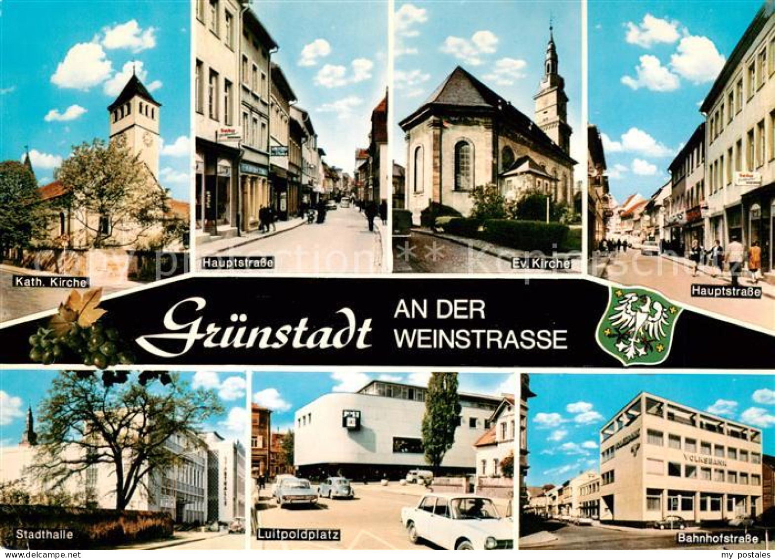 73870058 Gruenstadt Kath Kirche Hauptstrasse Ev Kirche Stadthalle Luitpoldplatz  - Gruenstadt