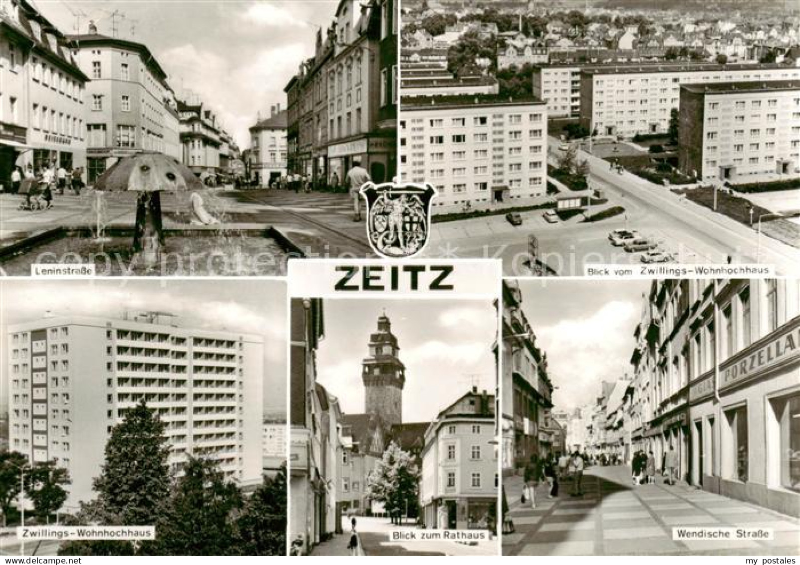 73870032 Zeitz Leninstrasse Blick Vom Zwillings Hochhaus Rathaus Wendische Stras - Zeitz