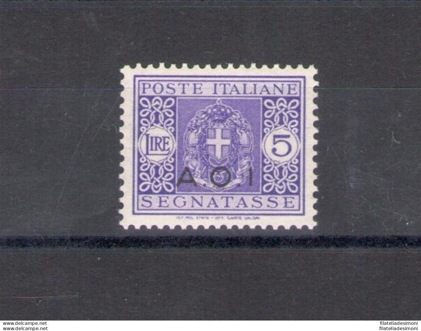 1939-40 A.O.I. - Colonie Italiane - Segnatasse N. 11a - A.O.I Senza Punto Dopo La I - Varietà - MNH** - Firma Al Verso - Italian Eastern Africa