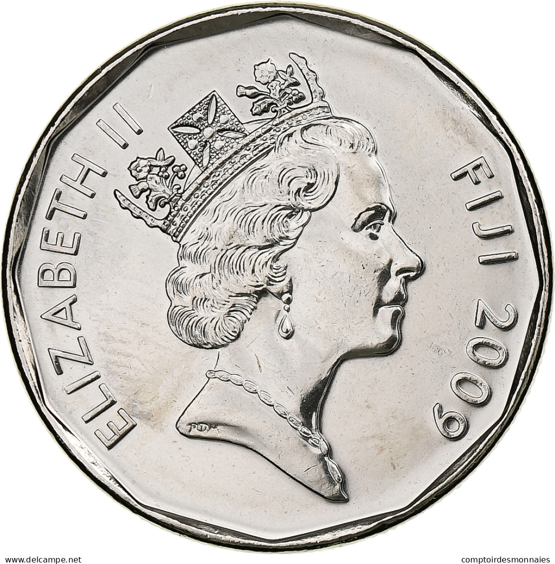 Fidji, Elizabeth II, 50 Cents, 2009, Nickel Plaqué Acier, SPL, KM:122 - Fidji