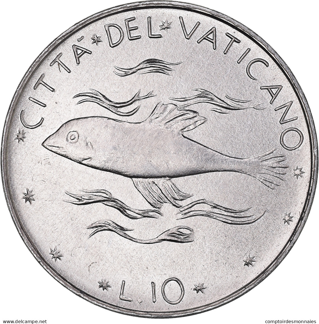 Monnaie, Cité Du Vatican, Paul VI, 10 Lire, 1977, Roma, FDC, Aluminium, KM:119 - Vatican