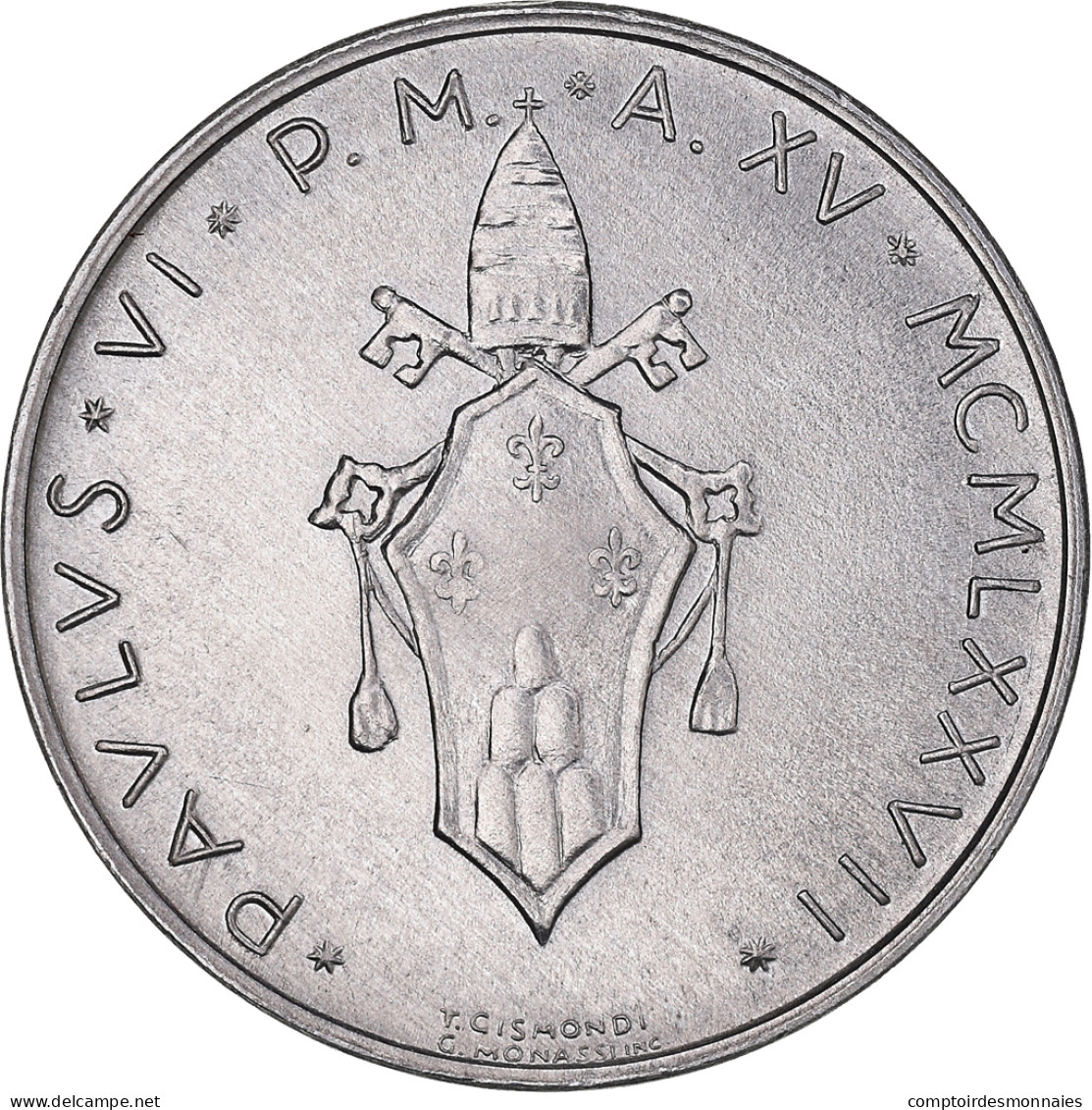 Monnaie, Cité Du Vatican, Paul VI, 10 Lire, 1977, Roma, FDC, Aluminium, KM:119 - Vatican