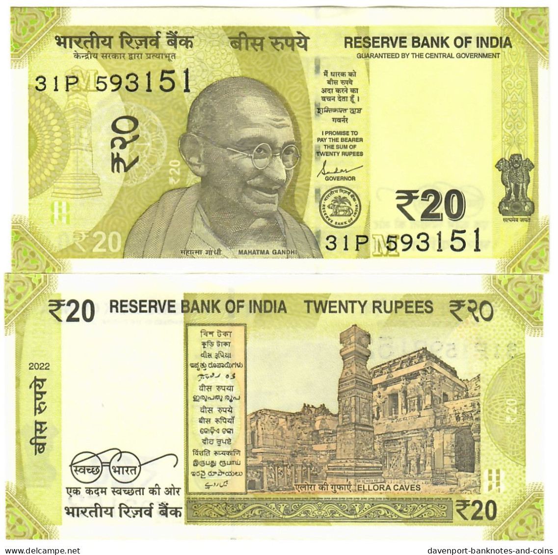 India 20 Rupees 2022 UNC - Inde