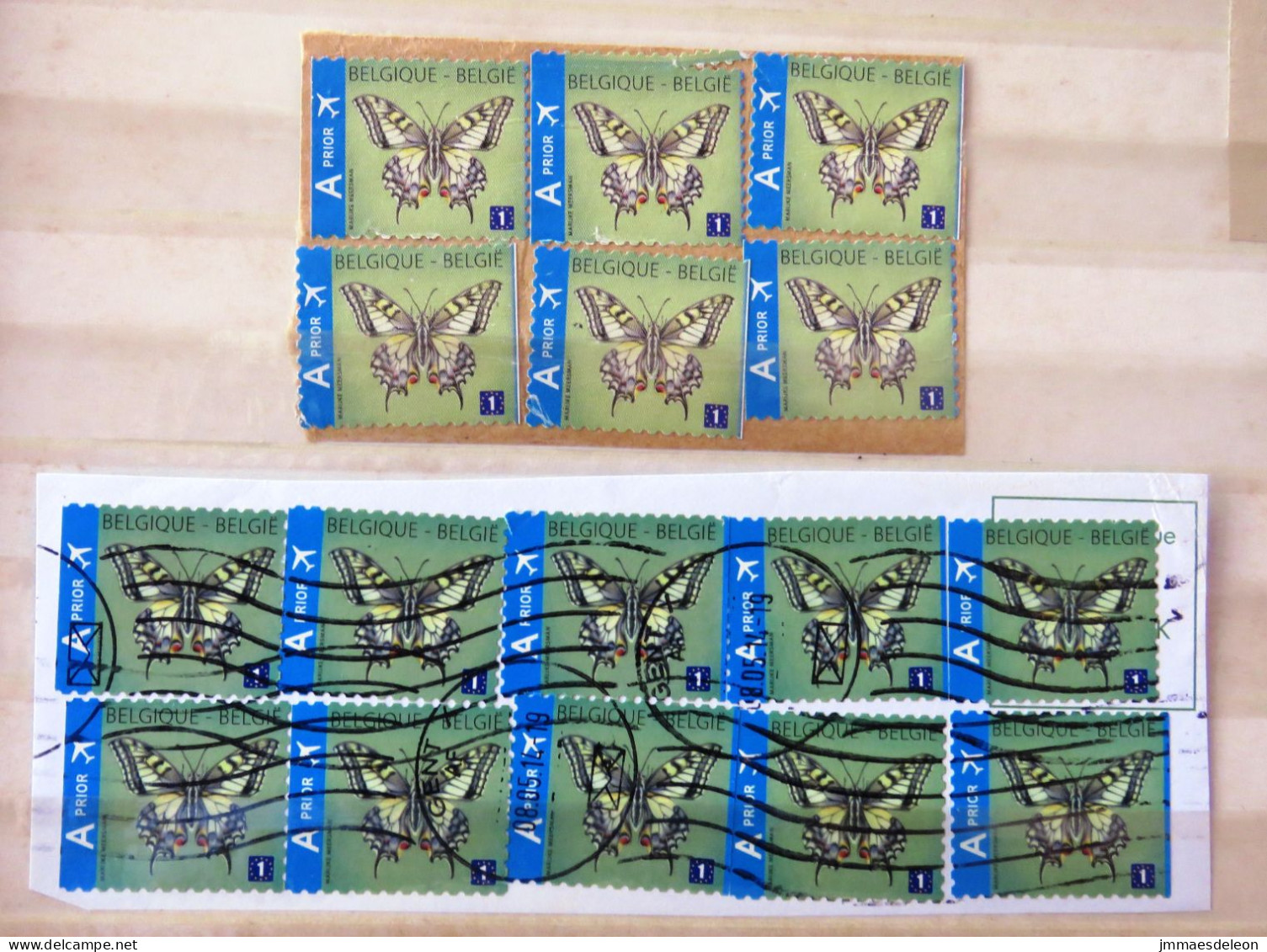 Belgium 2013 Butterfly Stamps On Fragments - Used Stamps