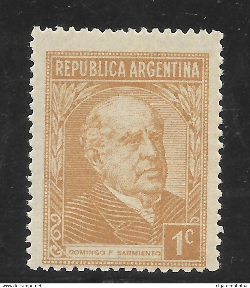 ARGENTINA YEAR 1935 PRESIDENT SARMIENTO  1C BROWN  BLOCK STRIPED GUM MH - Nuevos