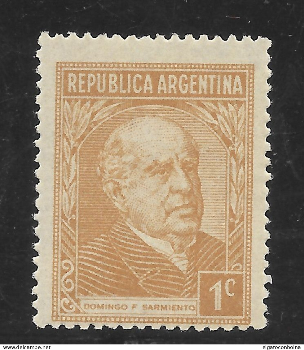 ARGENTINA YEAR 1935 PRESIDENT SARMIENTO  1C BROWN  BLOCK STRIPED GUM MH - Ungebraucht