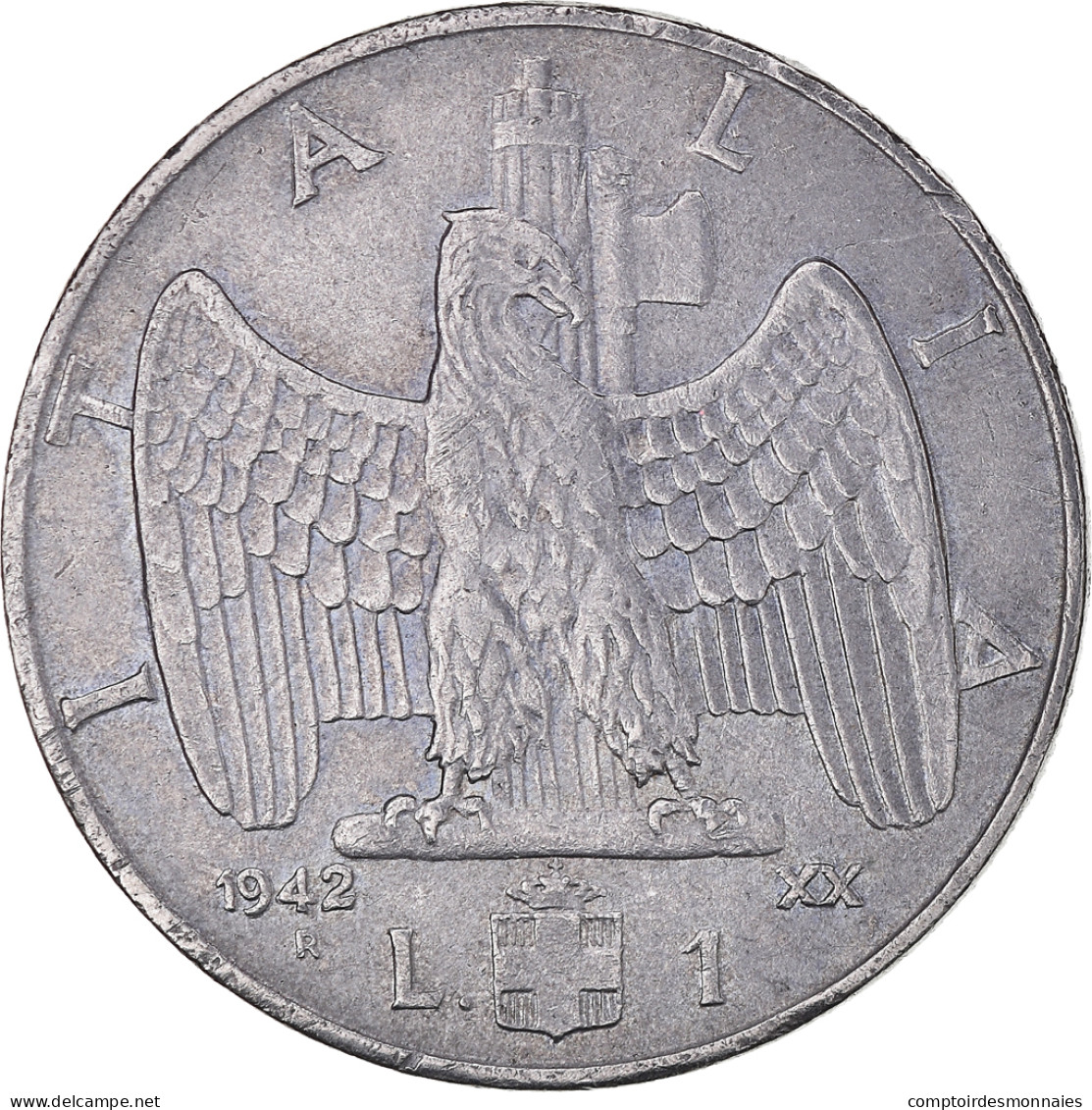 Monnaie, Italie, Vittorio Emanuele III, Lira, 1942, Rome, TB, Acier Inoxydable - 1900-1946 : Victor Emmanuel III & Umberto II