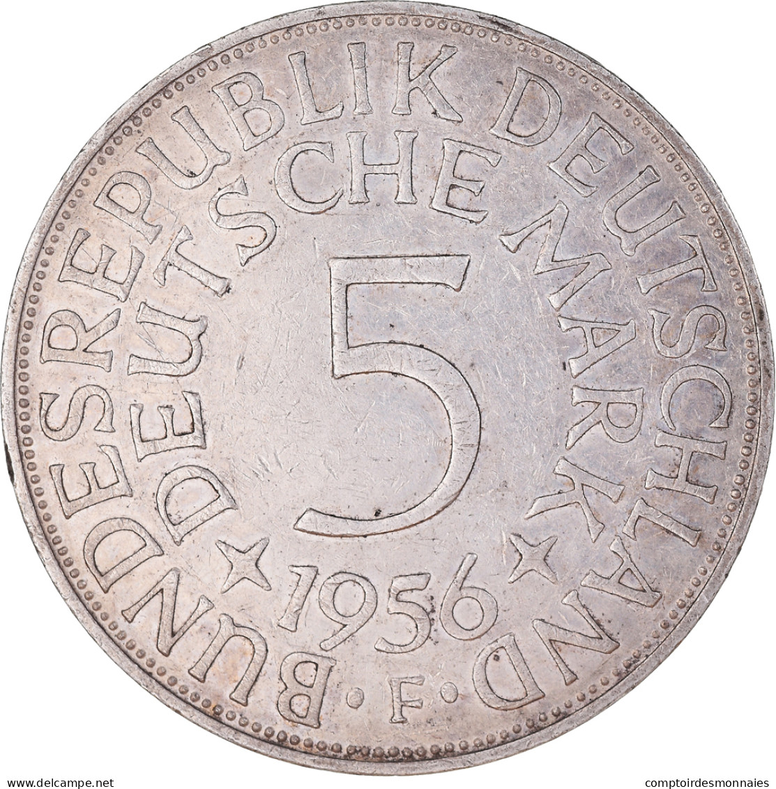 Monnaie, République Fédérale Allemande, 5 Mark, 1956, Stuttgart, TTB, Argent - 5 Mark