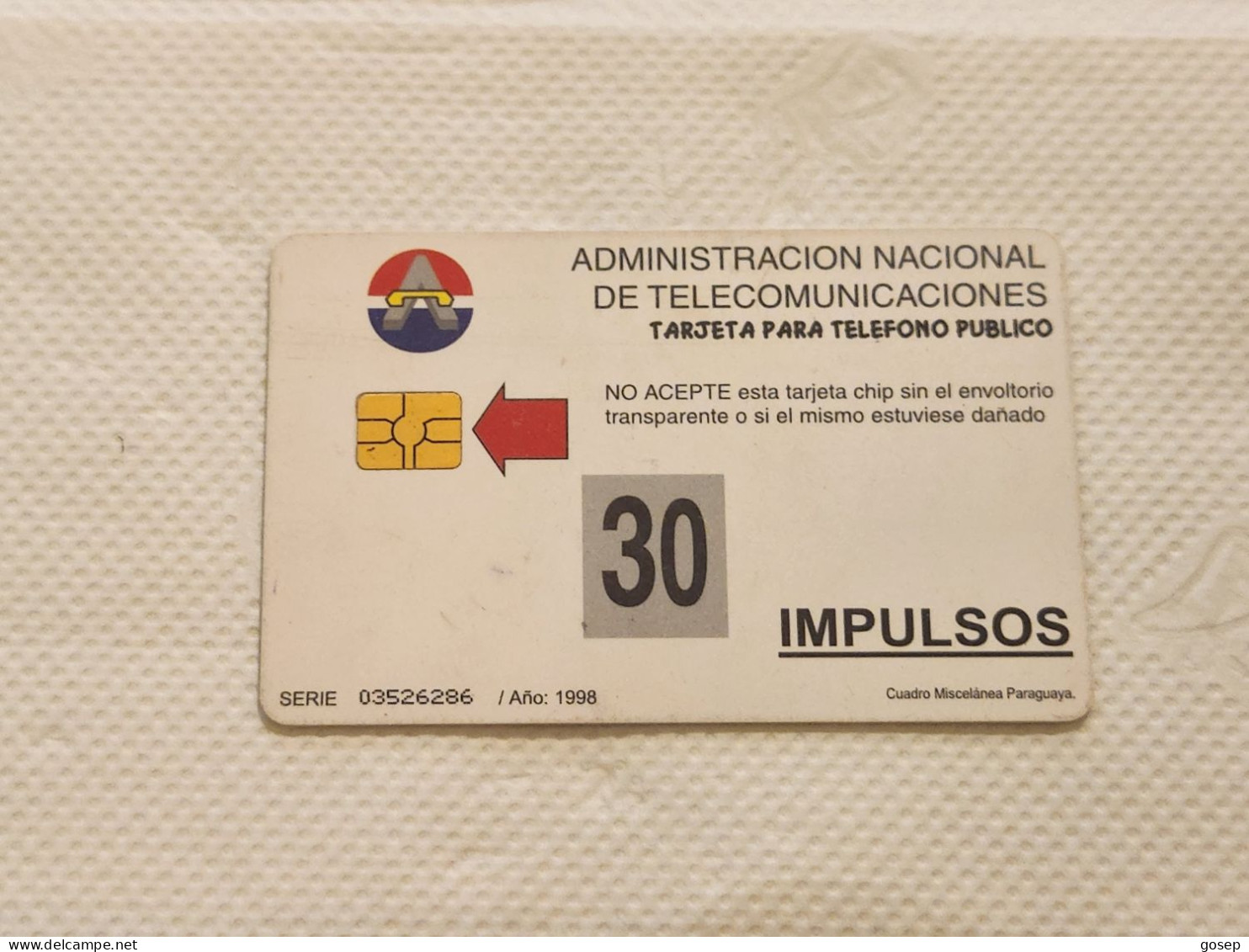 Paraguay-(PY-ANT-0013B)-Cuadro Miscelánea Paraguaya-(14)--(03526286)(30 Impulsos)(tirage-60.000)-used+1card Prepiad Free - Paraguay