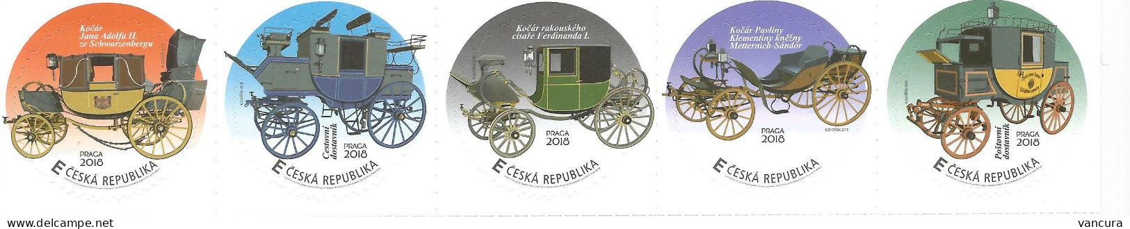 ** Czech Republic Private Stamps Of The Czech Post Old Coaches 2018 - Diligenze