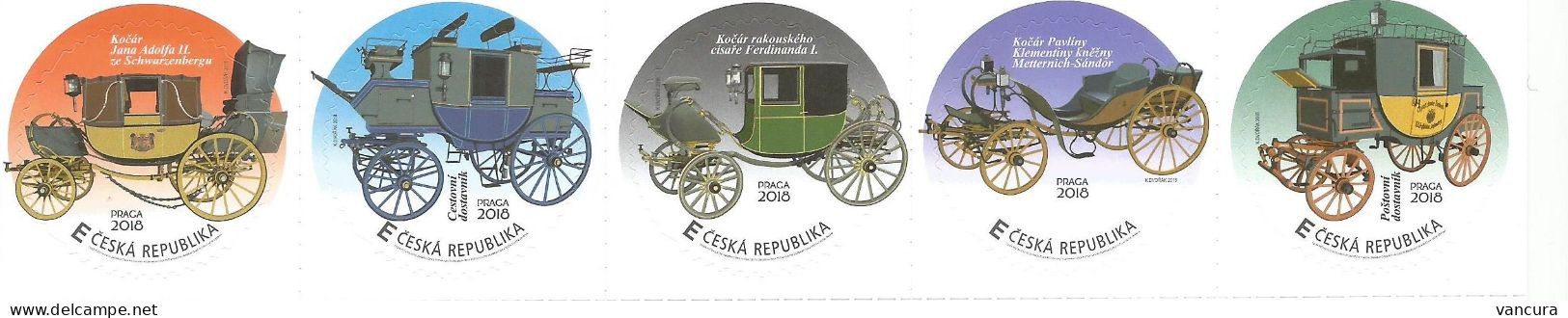 ** Czech Republic Private Stamps Of The Czech Post Old Coaches 2018 - Kutschen