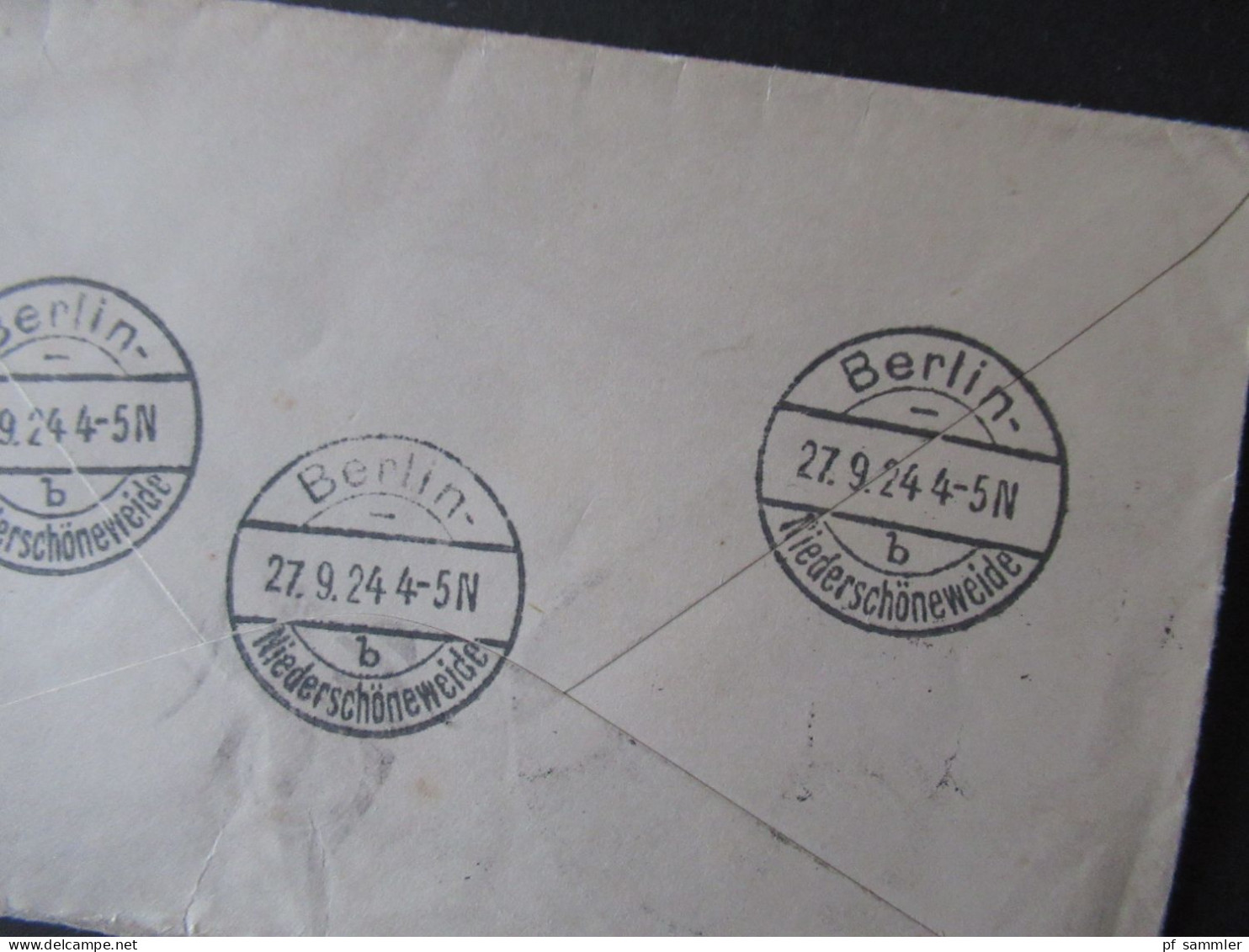 USA 1924 Überssebrief Stempel Saint Johnsville NY Nach Berlin Niederschöneweide Mit Rücks. 3x Ank. Stempel Bln Niedersch - Covers & Documents