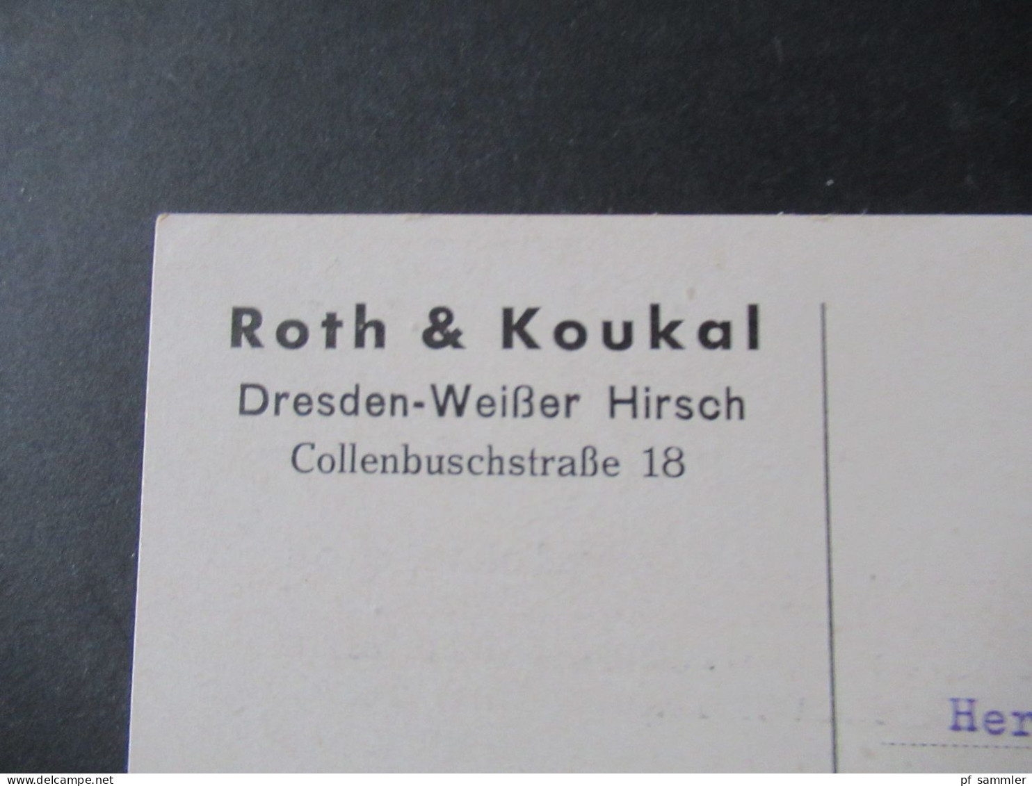 SBZ 26.8.1948 Stempel Dresden Bad Weisser Hirsch / Firmen PK Roth & Koukal Dresden Weißer Hirsch Collenbuschstraße 18 - Briefe U. Dokumente