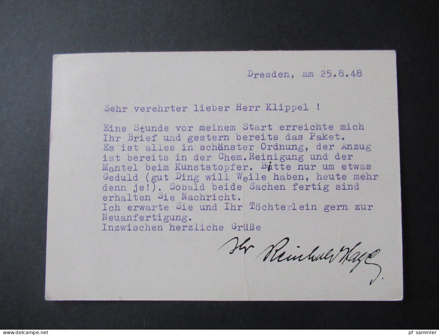SBZ 26.8.1948 Stempel Dresden Bad Weisser Hirsch / Firmen PK Roth & Koukal Dresden Weißer Hirsch Collenbuschstraße 18 - Lettres & Documents