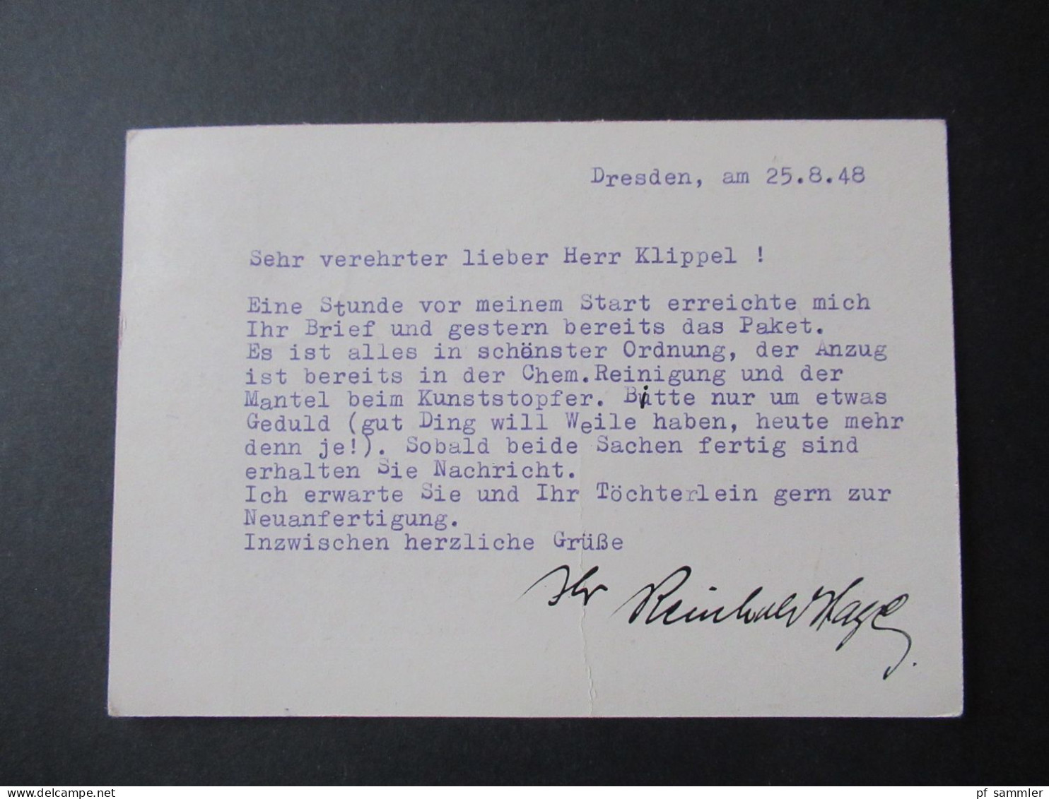 SBZ 26.8.1948 Stempel Dresden Bad Weisser Hirsch / Firmen PK Roth & Koukal Dresden Weißer Hirsch Collenbuschstraße 18 - Covers & Documents