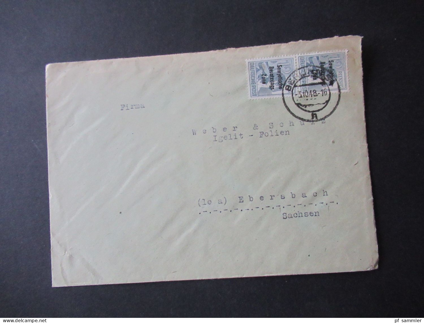 SBZ 10.1948 Marken Mit Aufdruck Stempel Berlin (Absender Veteranenstr. Russischer Sektor) Nach Ebersbach - Briefe U. Dokumente