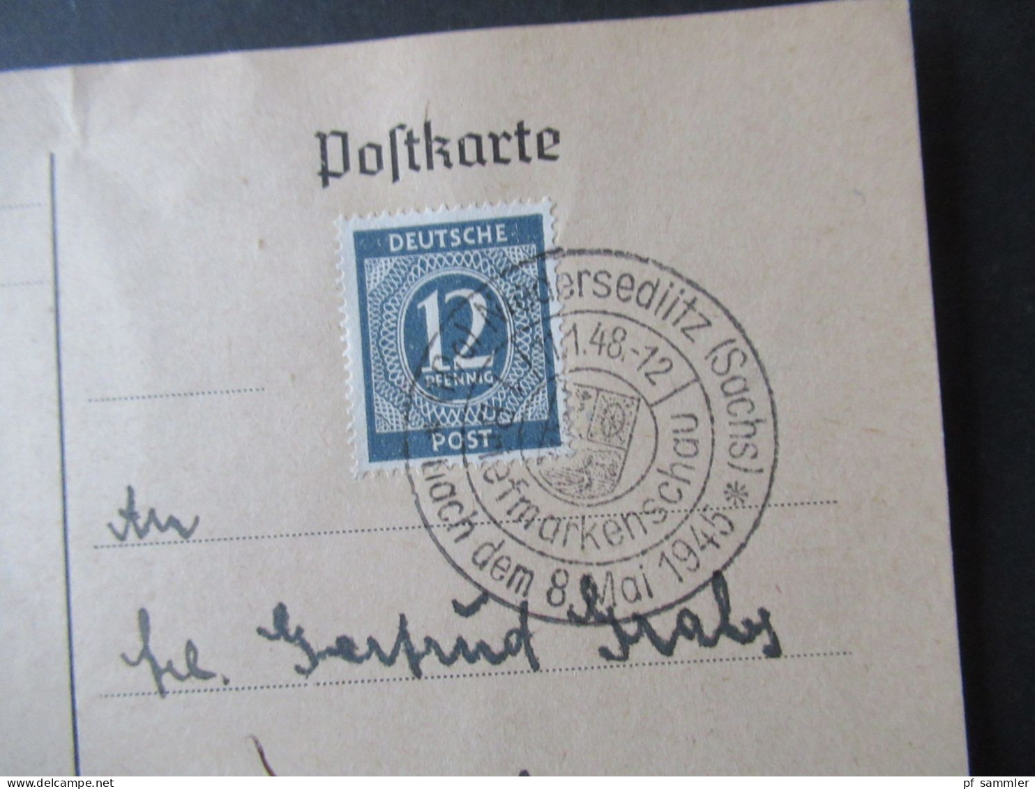 Kontrollrat Ziffer EF Verwendet In Der SBZ PK Mit Sonderstempel Briefmarkenschau Niedersedlitz (Sachsen) - Lettres & Documents