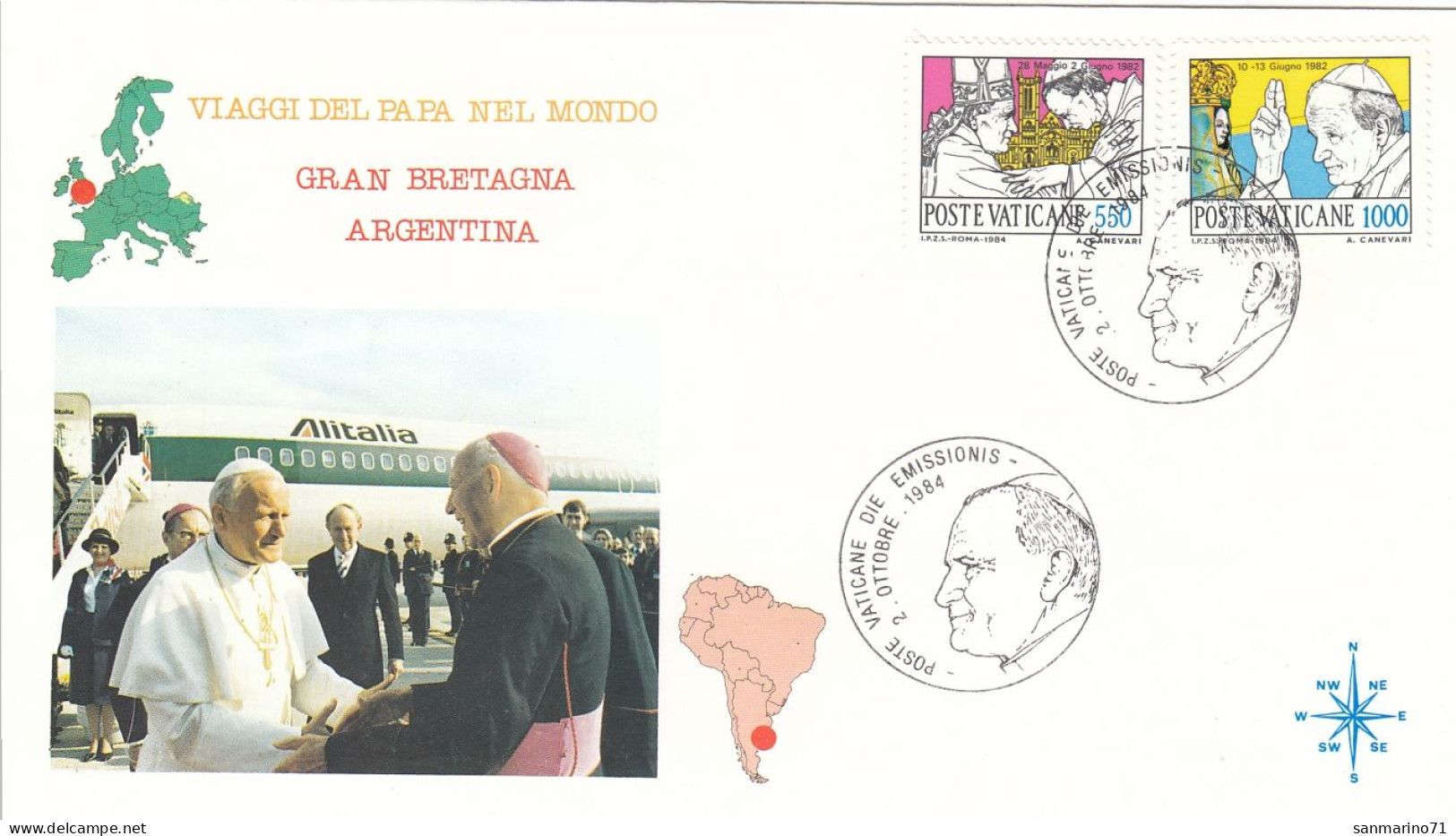 VATICAN Cover 3-103,popes Travel 1984 - Brieven En Documenten