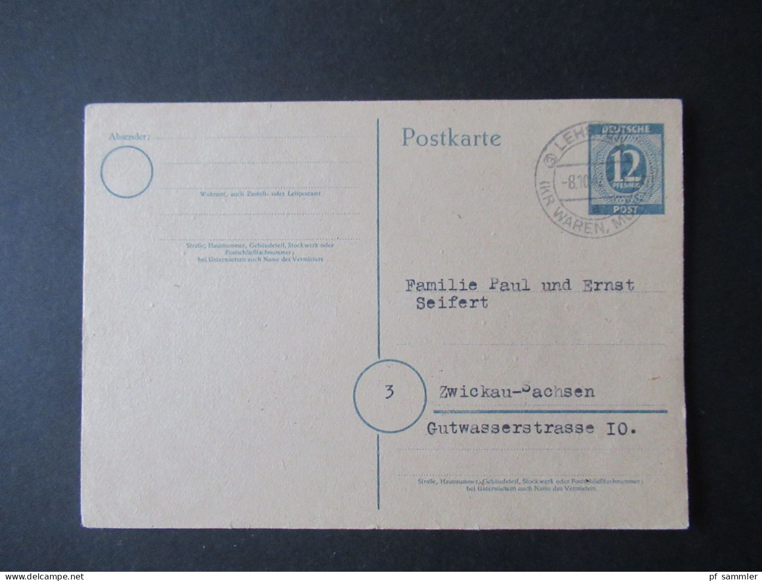 Kontrollrat 1947 / 48 Ziffer Ganzsache 4 Stk. Verwendet In Der SBZ / Verschiedene Tagesstempel / Aus Dem Bedarf - Covers & Documents
