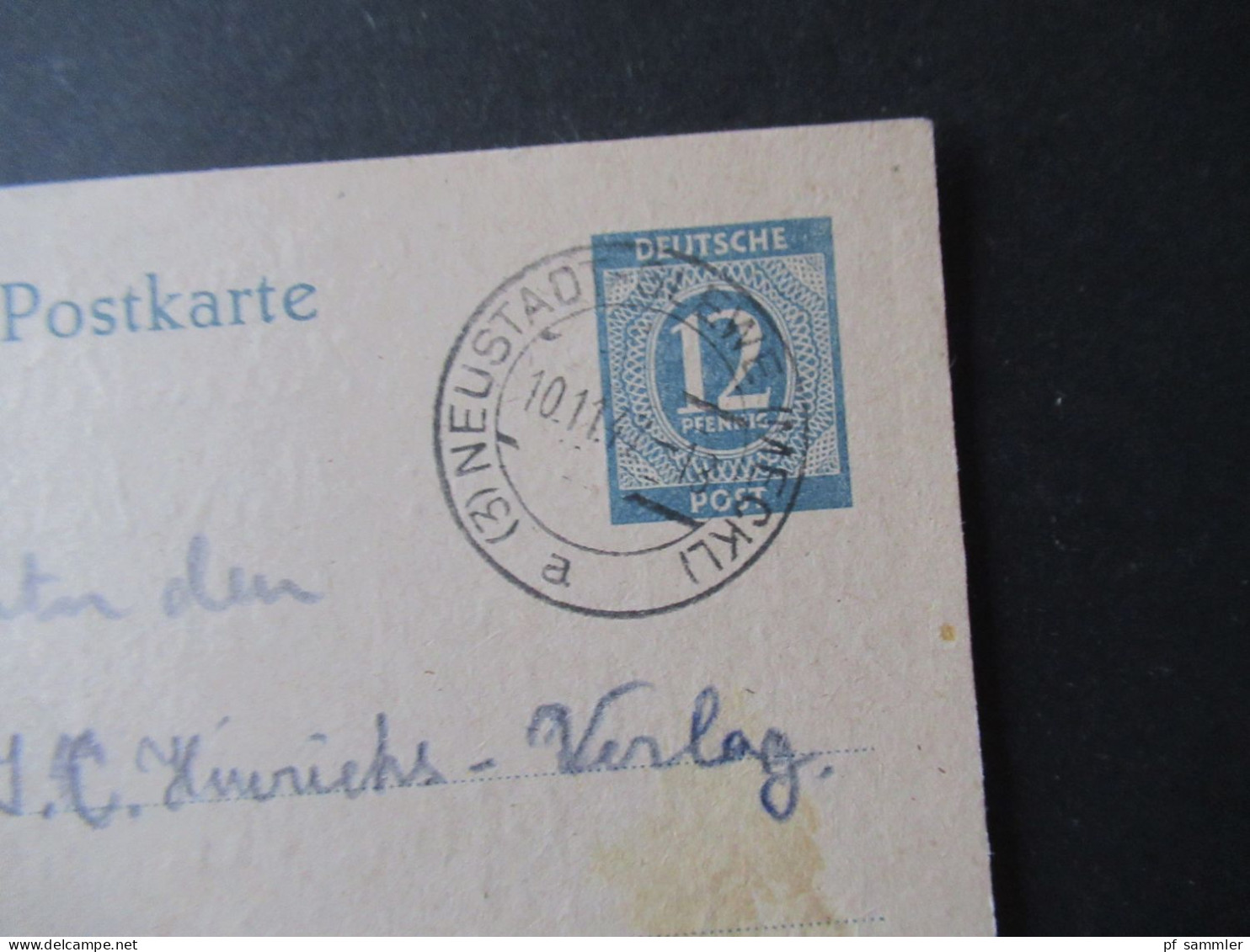 Kontrollrat 1947 / 48 Ziffer Ganzsache 4 Stk. verwendet in der SBZ / verschiedene Tagesstempel / aus dem Bedarf