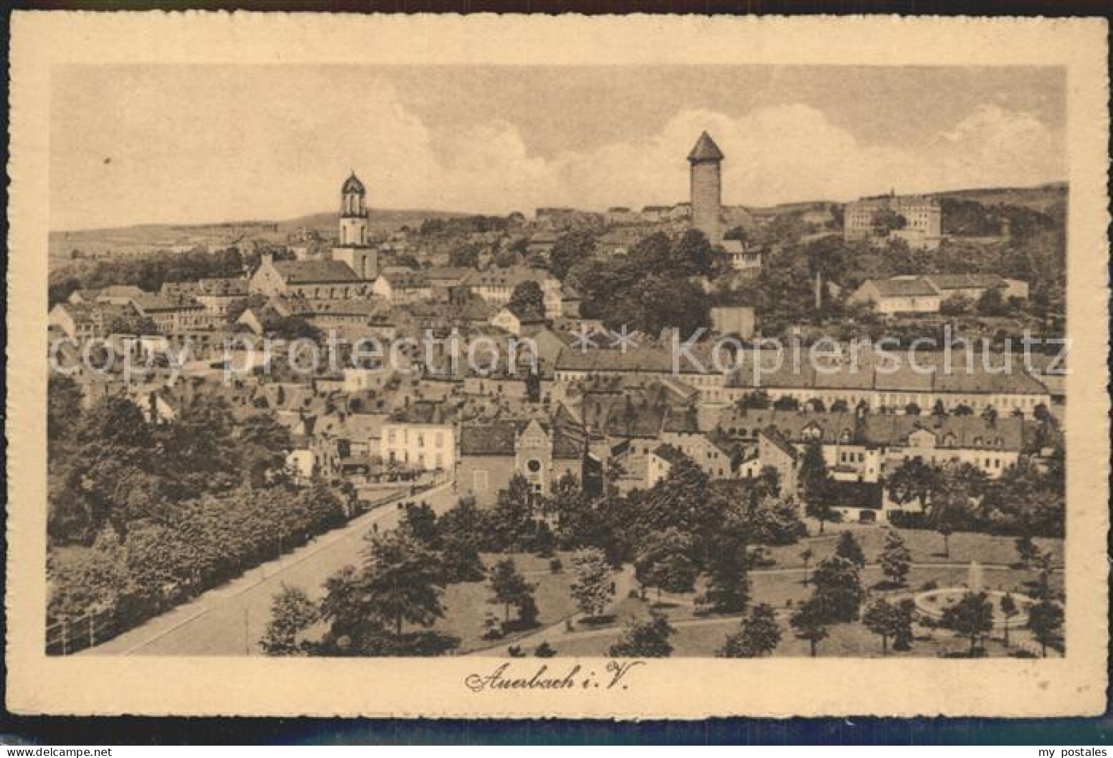 42268649 Auerbach Vogtland Stadtbild Mit Kirche Und Schloss Turm Auerbach Vogtla - Auerbach (Vogtland)