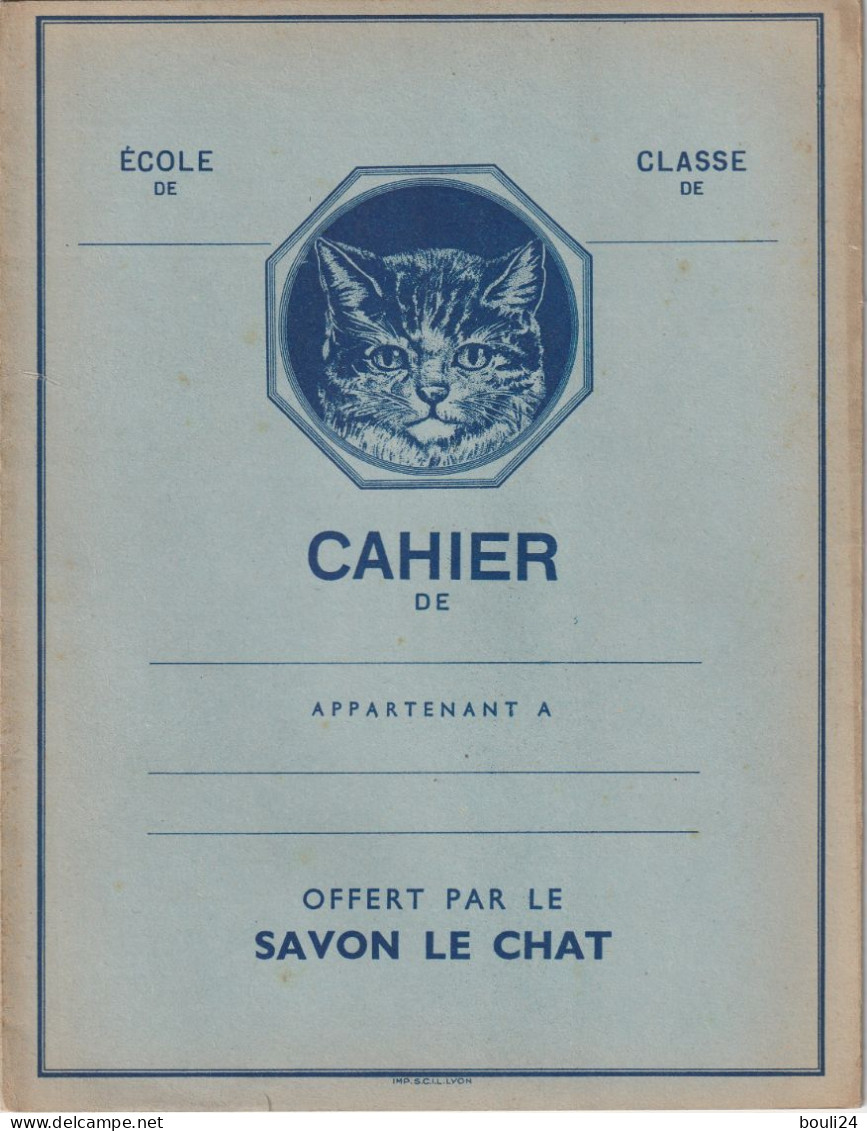 PROTEGE CAHIER ANCIEN  SAVON LE CHAT    VOIR VERSO - Protège-cahiers