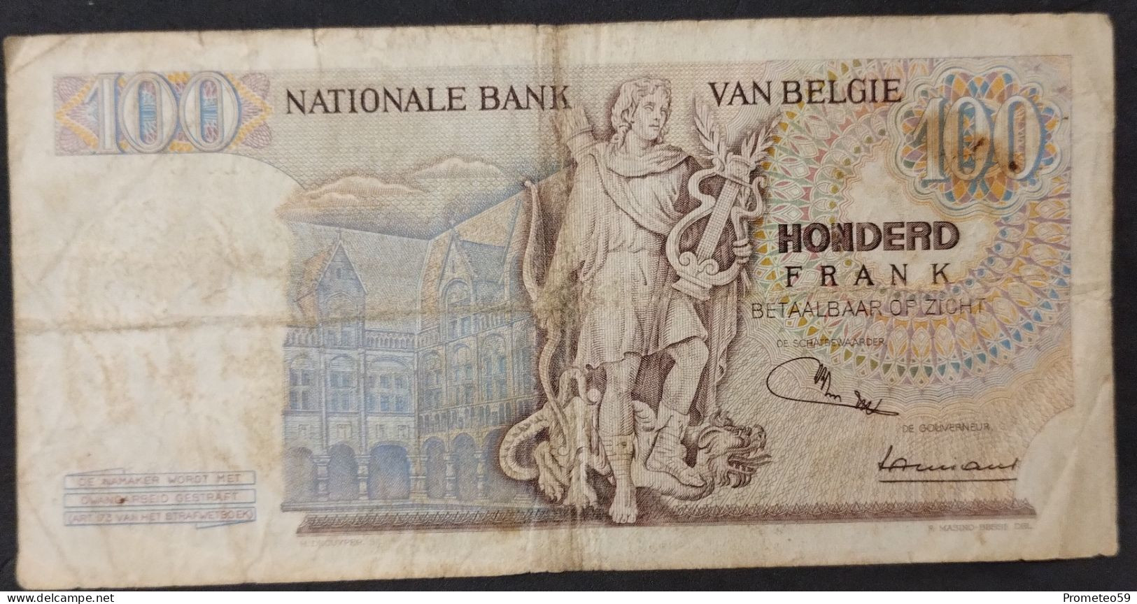 Bélgica – Billete Banknote De 100 Francs – 1970 - 100 Franchi