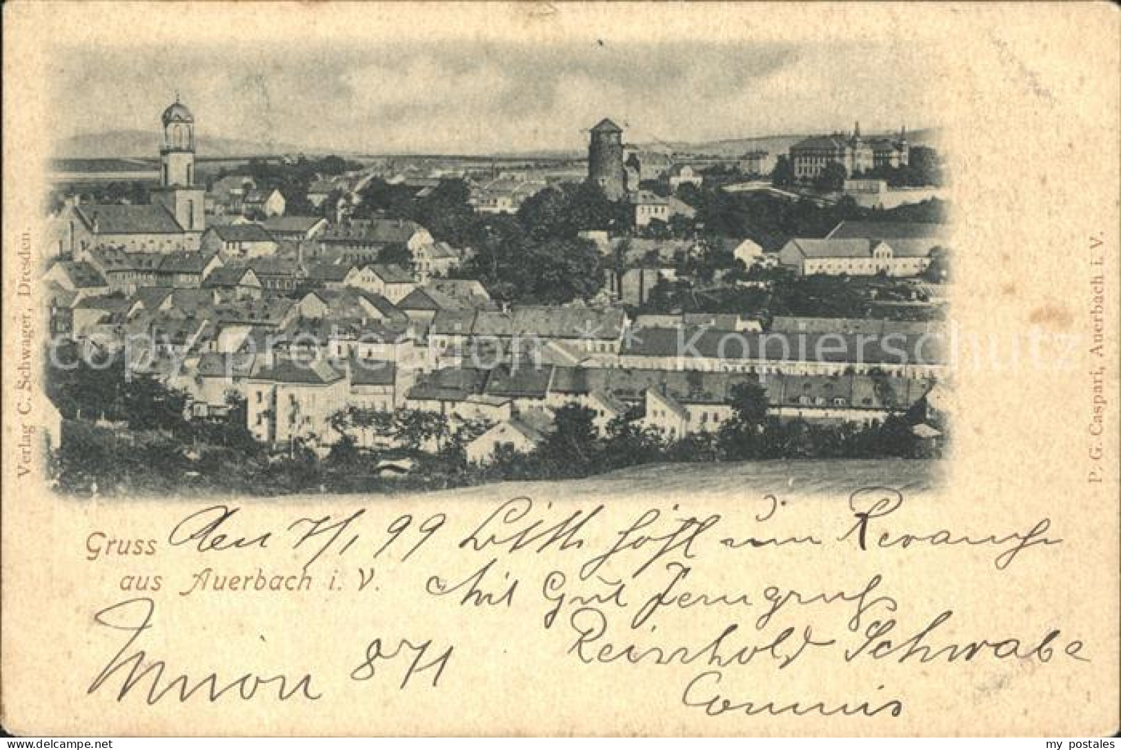 42265536 Auerbach Vogtland Ortsansicht Mit Kirche Und Schloss Turm Auerbach Vogt - Auerbach (Vogtland)