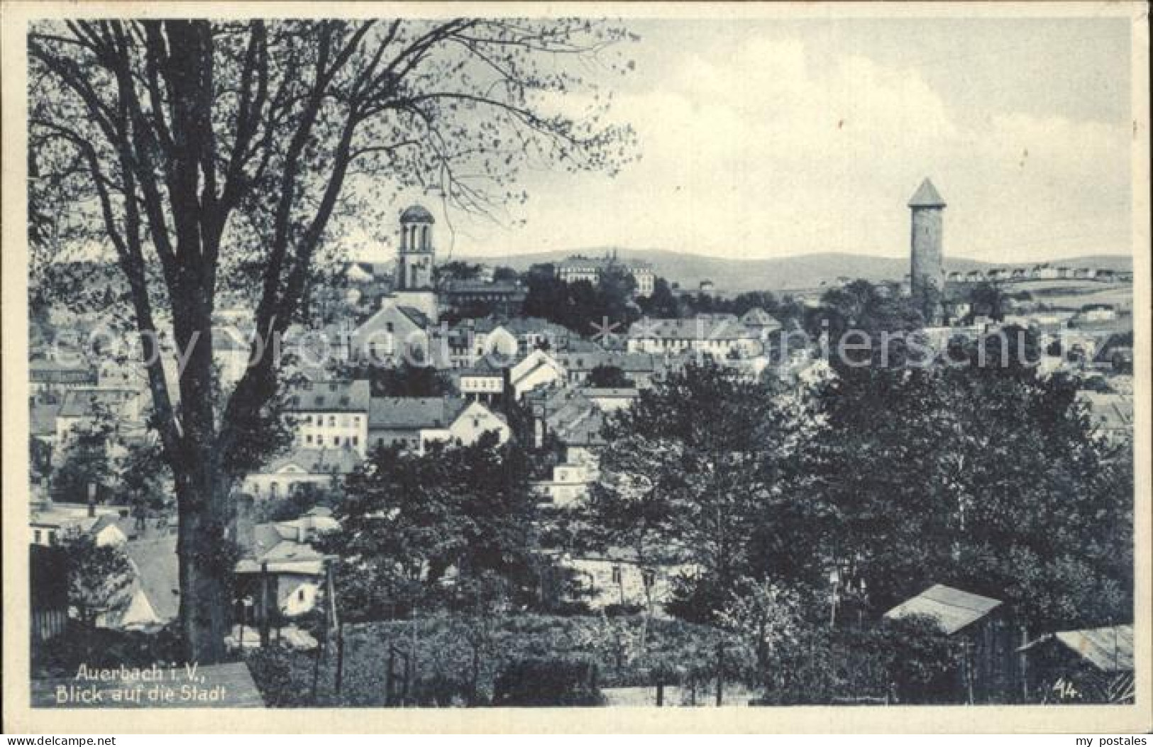 42265524 Auerbach Vogtland Stadtbild Mit Kirche Und Schlossturm Auerbach Vogtlan - Auerbach (Vogtland)