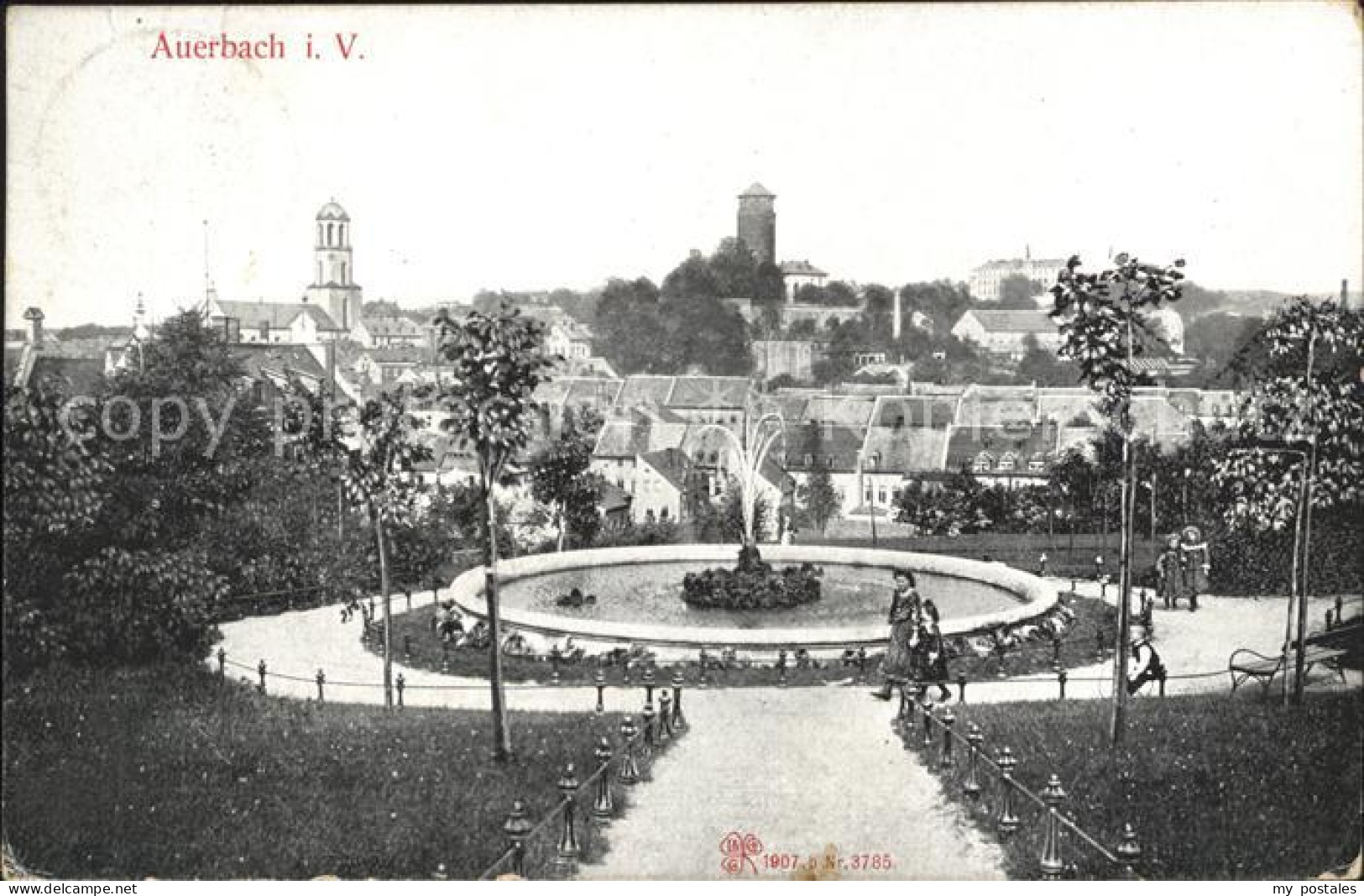 42265522 Auerbach Vogtland Park Springbrunnen Kirche Schloss Turm Auerbach Vogtl - Auerbach (Vogtland)