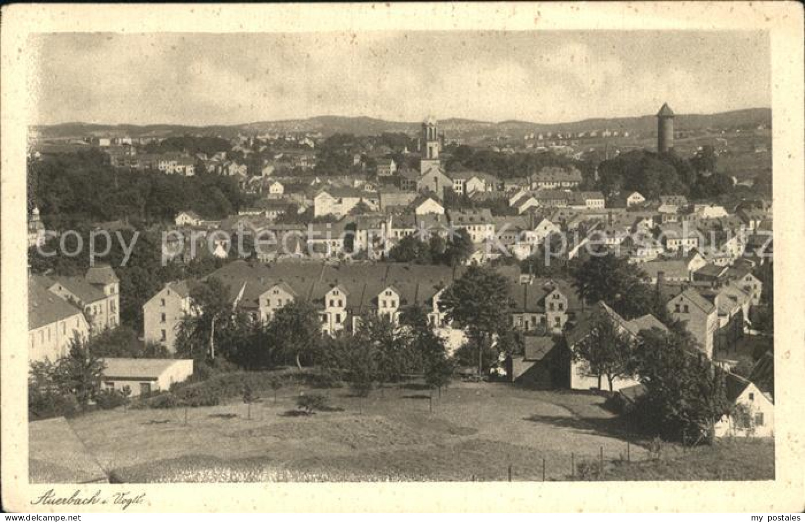 42265511 Auerbach Vogtland Blick Ueber Die Stadt Kupfertiefdruck Auerbach Vogtla - Auerbach (Vogtland)