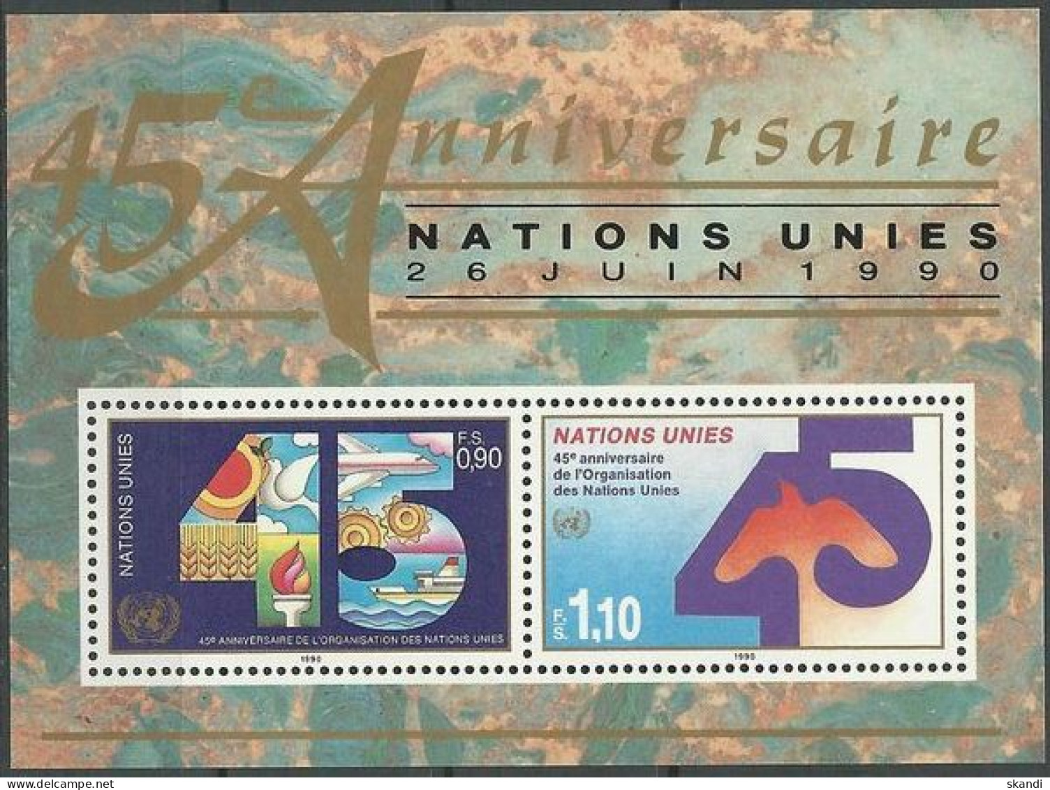 UNO GENF 1990 Mi-Nr. Block 6 ** MNH - Blokken & Velletjes