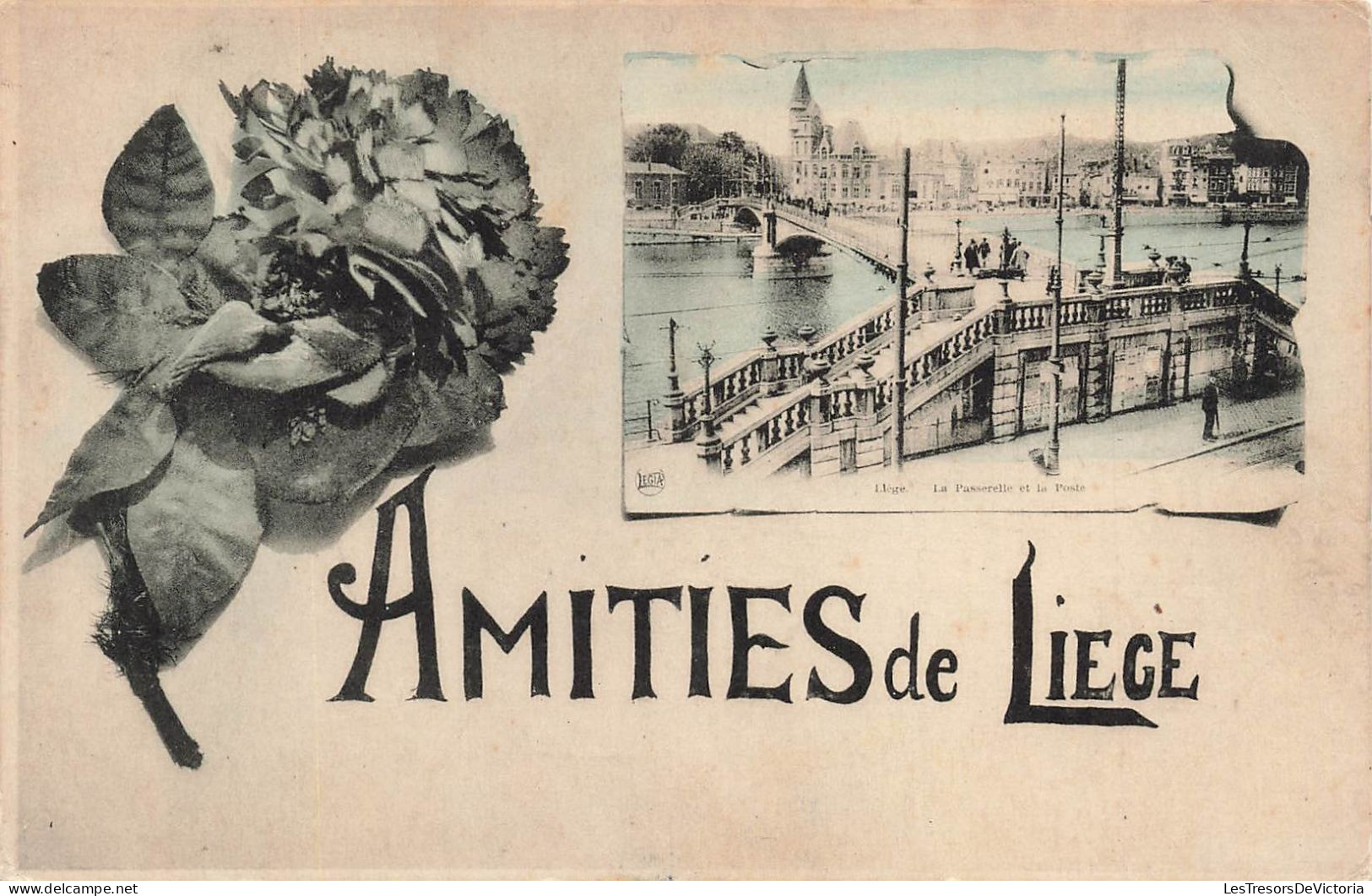 BELGIQUE - Liège - Amitiés De Liège - La Passerelle Et La Poste - Carte Postale Ancienne - Liege