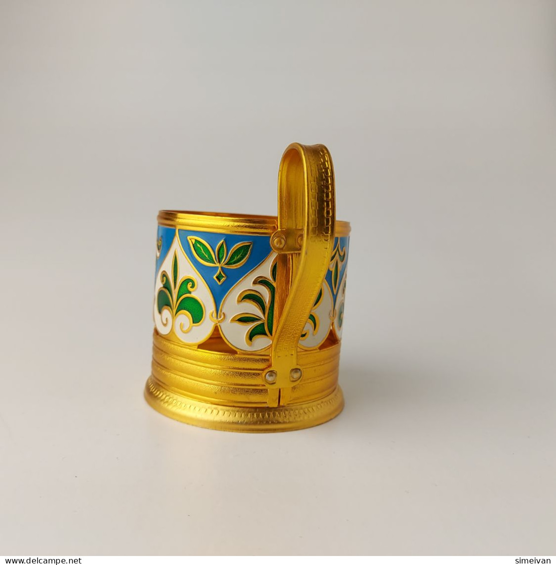 Vintage Soviet Podstakannik Tea Cup Holder USSR Enamel #5458 - Kopjes