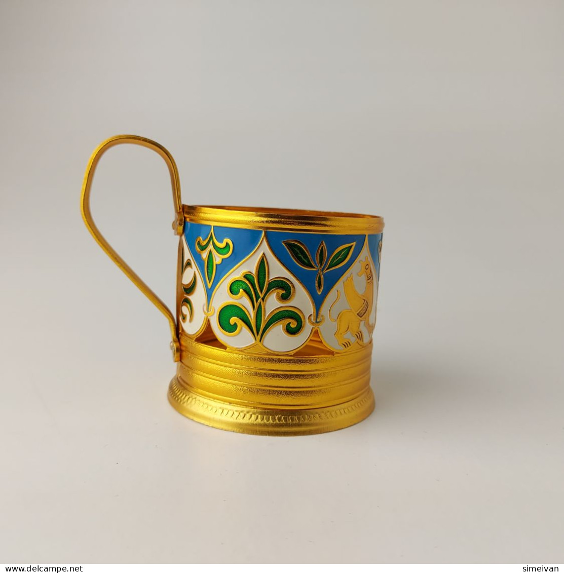 Vintage Soviet Podstakannik Tea Cup Holder USSR Enamel #5458 - Tasses