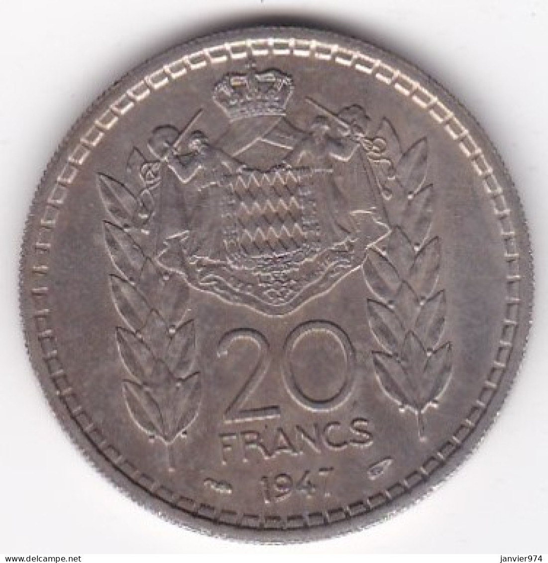 Monaco. 20 Francs 1947. Louis II, En Cupronickel - 1922-1949 Louis II