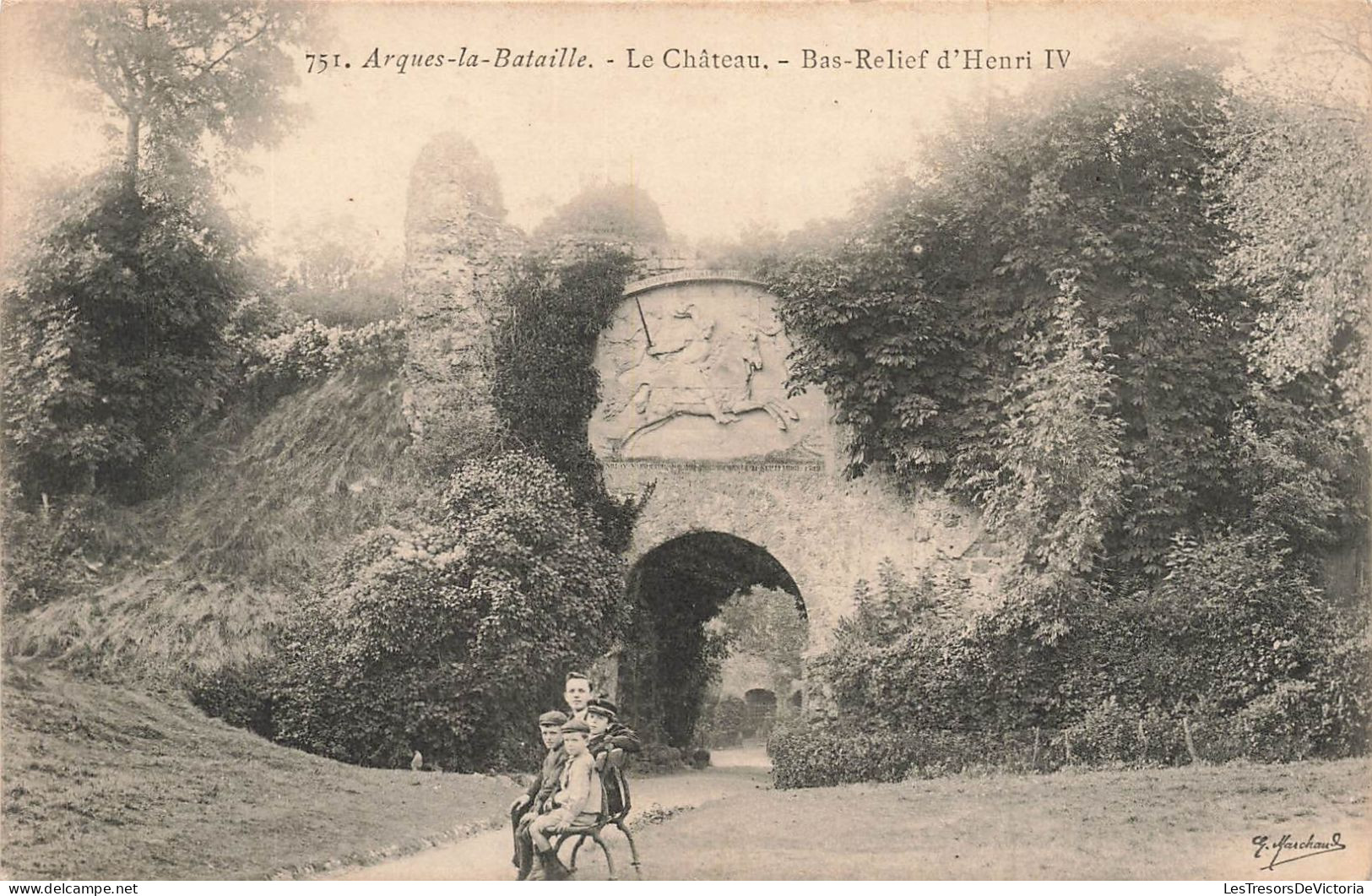 FRANCE - Arques La Bataille - Le Château - Bas Relief D'Henri IV - Enfants - Carte Postale Ancienne - Arques-la-Bataille