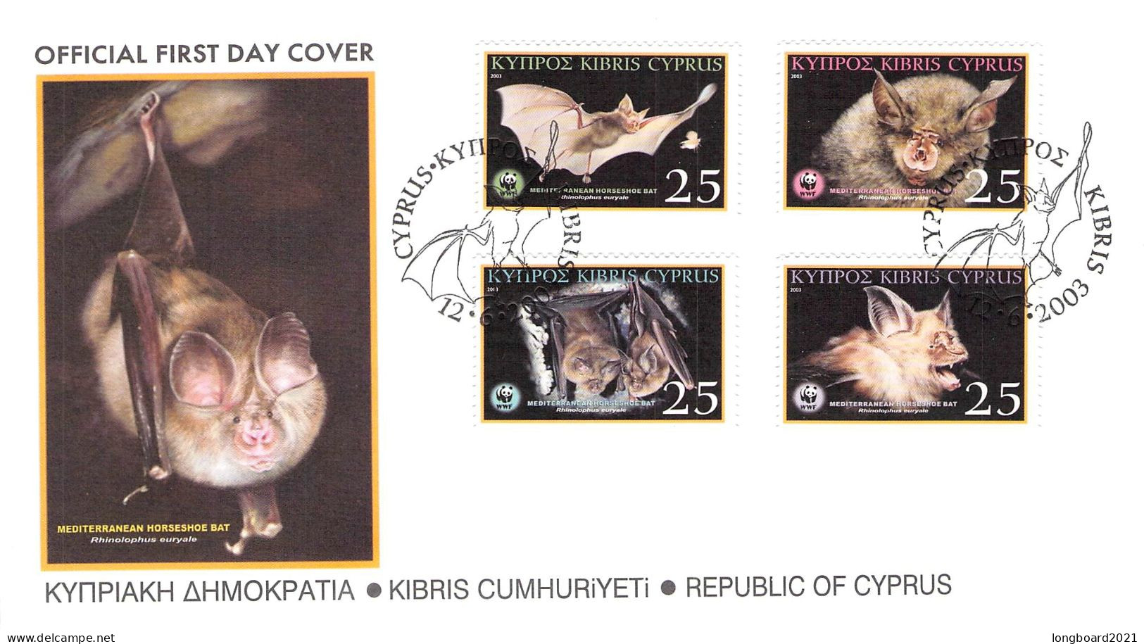 CYPRUS - FDC WWF 2003 - BATS / 4212 - Briefe U. Dokumente