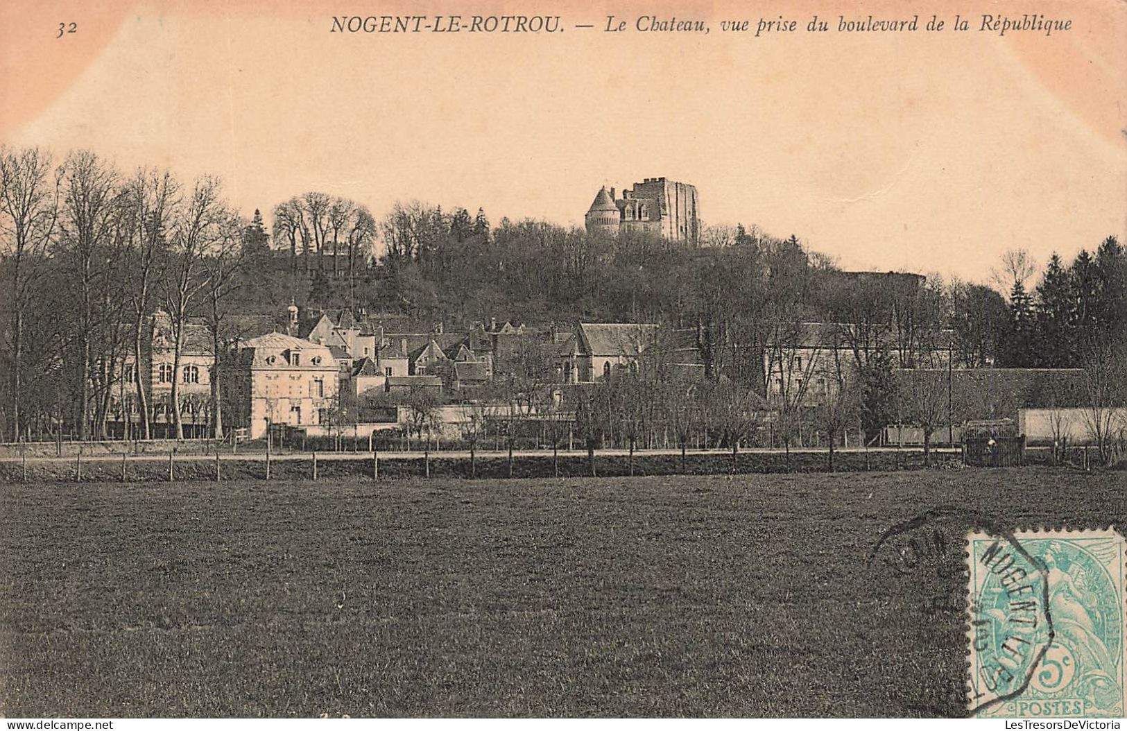 FRANCE - Nogent Le Rotrou -Le Chateau Vue Du Boulevard De La République - Oblitération Ambulante -Carte Postale Ancienne - Nogent Le Rotrou