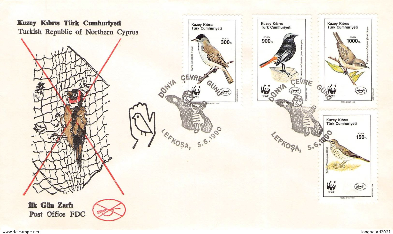 CYPRUS - FDC WWF 1990 - BIRDS / 4214 - Cartas & Documentos