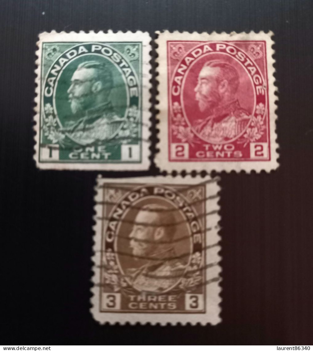 Canada 1911 -1918 King George V In Admiral Uniform  Modèle: Indigo Perforation: 12 Lot 2 - Oblitérés