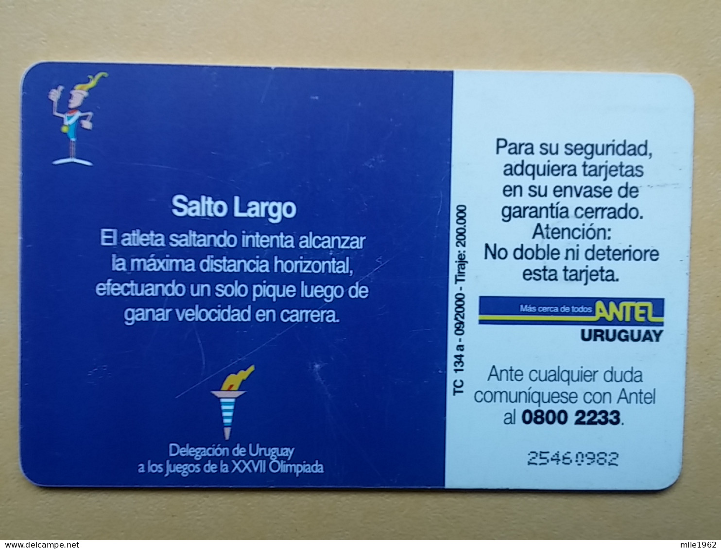 T-225 - TELECARD, PHONECARD URUGUAY,  SPORT,  ATHLETIC, MONICA FALCIONI - Uruguay