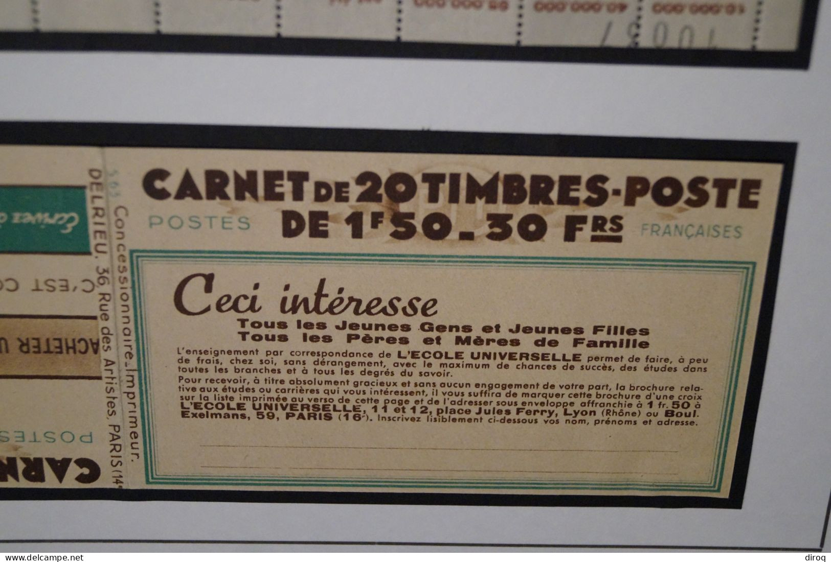 Ancien Carnet De 20 Timbres Publicitaires Secours National 1941,Loterie,France,complet, RARE - Nuovi