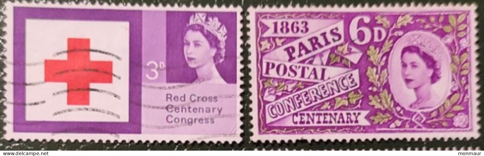 GRAN BRETAGNA 1962-63  CONFERENCE POSTAL-ANNIVERSARY RED CROSS - Usati