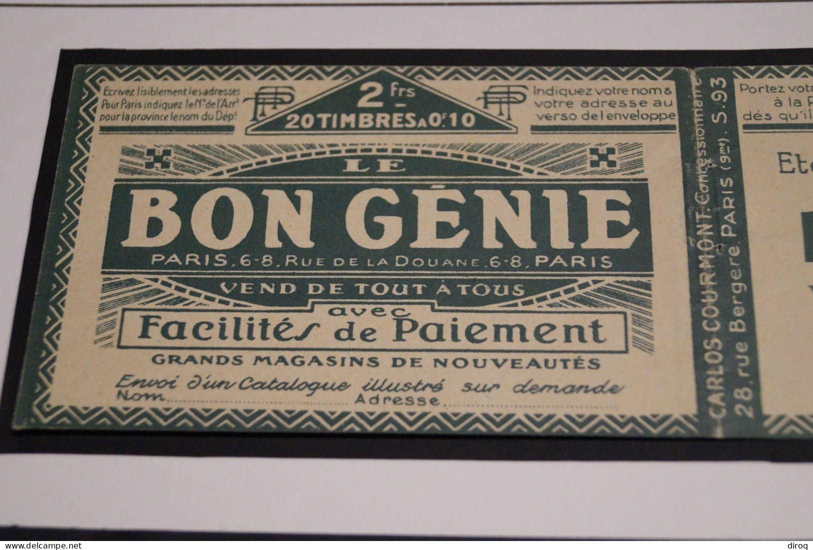 Ancien Carnet De 20 Timbres Publicitaires,Bon Génie,Petit Pain De Tortosa,France,complet, RARE - Unused Stamps