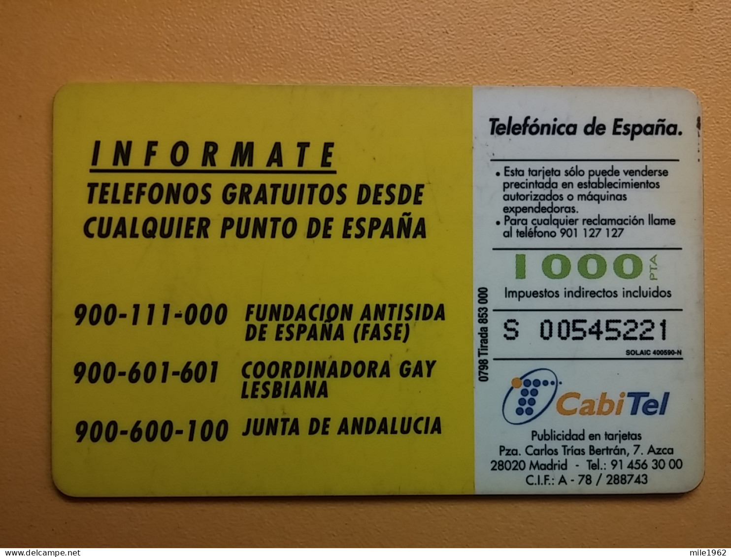 T-230 - TELECARD, PHONECARD, SPAIN, ESPANA, SIDA, AIDS - Sonstige & Ohne Zuordnung