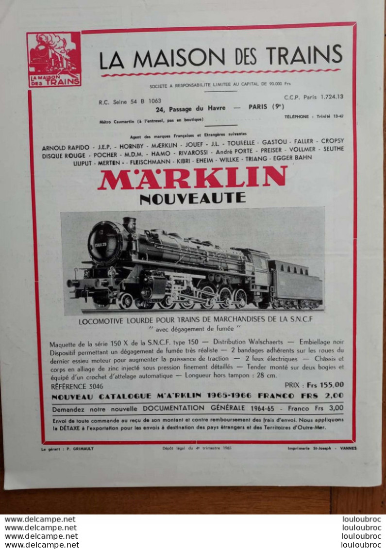 LOCO REVUE N°257 DE 1965 AMATEURS DE CHEMINS DE FER ET DE MODELISME PARFAIT ETAT - Trains